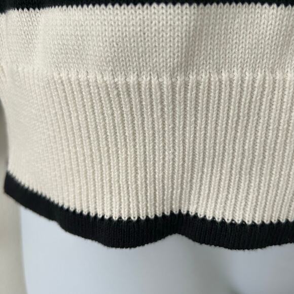 J. Crew Factory Women's Quarter Zip Pearl Zipper Striped Sweater L Large New - Picture 4 of 9